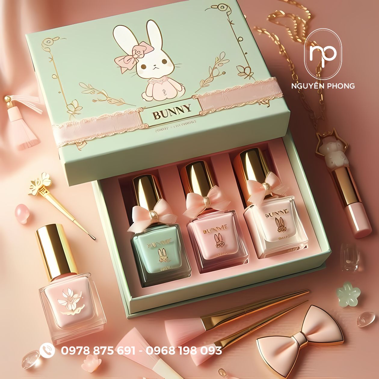 Mẫu hộp giấy đựng nail  nặp âm dương